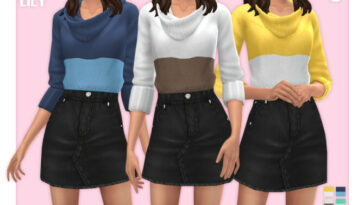Sweater & Denim Skirt 02 by Black Lily at TSR