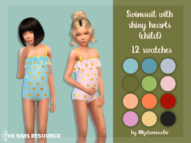 Swimsuit with shiny hearts (child) by MysteriousOo at TSR