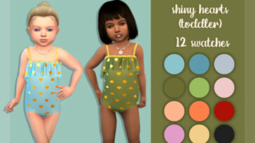 Swimsuit with shiny hearts (toddler) by MysteriousOo at TSR