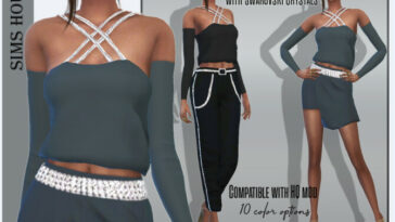 Top with four stripes with Swarovski crystals by Sims House at TSR