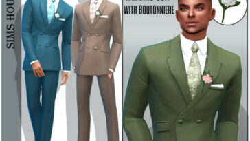 Wedding suit with boutonniere by Sims House at TSR